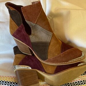 Patchwork Ankle Boots - Multicolor